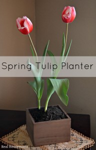 Spring Tulip Planter | Real Housemoms | #DIYplanter #woodenbox #agedwood
