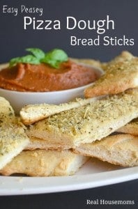 Easy Peasey Pizza Dough Bread Sticks | Real Housemoms #Pizza #pizzadough #breadsticks